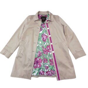 COACH Beige Cotton Jacket Medium Floral Lined Trench Coat
